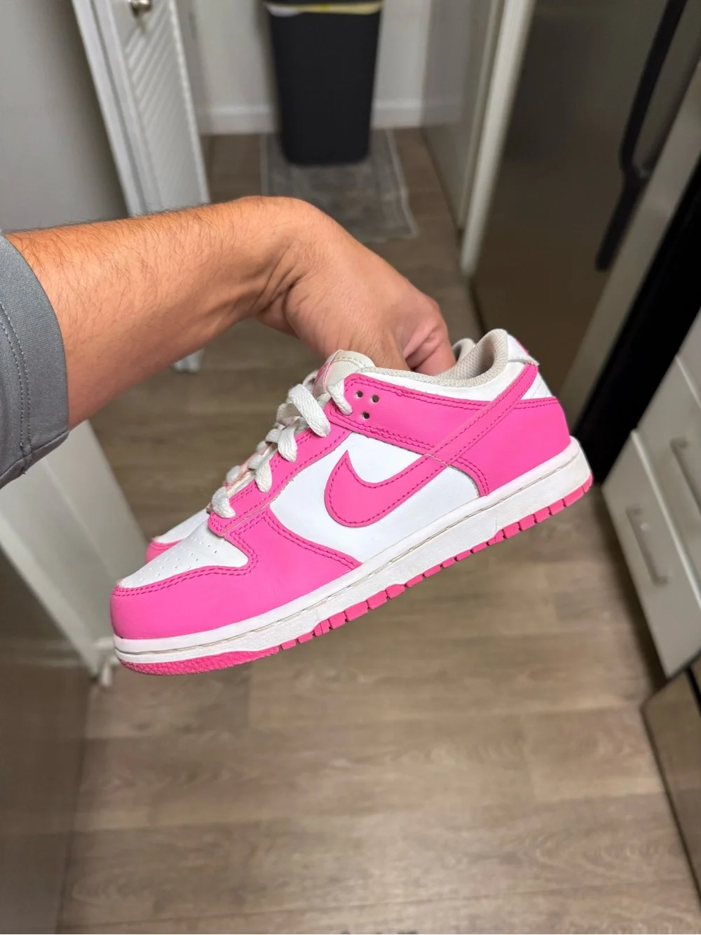 Nike Dunk Low Laser Fuchsia Pink White FB9108-102 Preschool PS Size 2Y Used